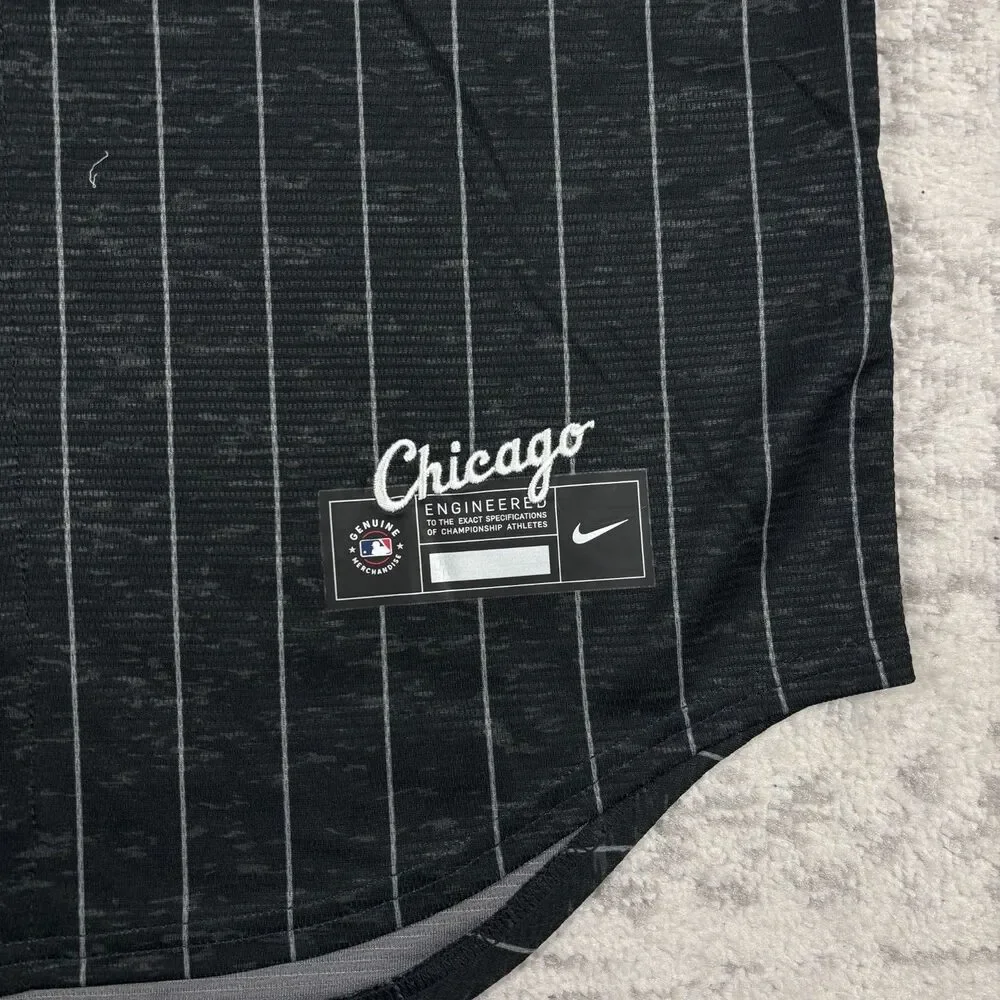 Nike Chicago White Sox Southside MLB Baseball Jersey Black Pinstripe Size Medium